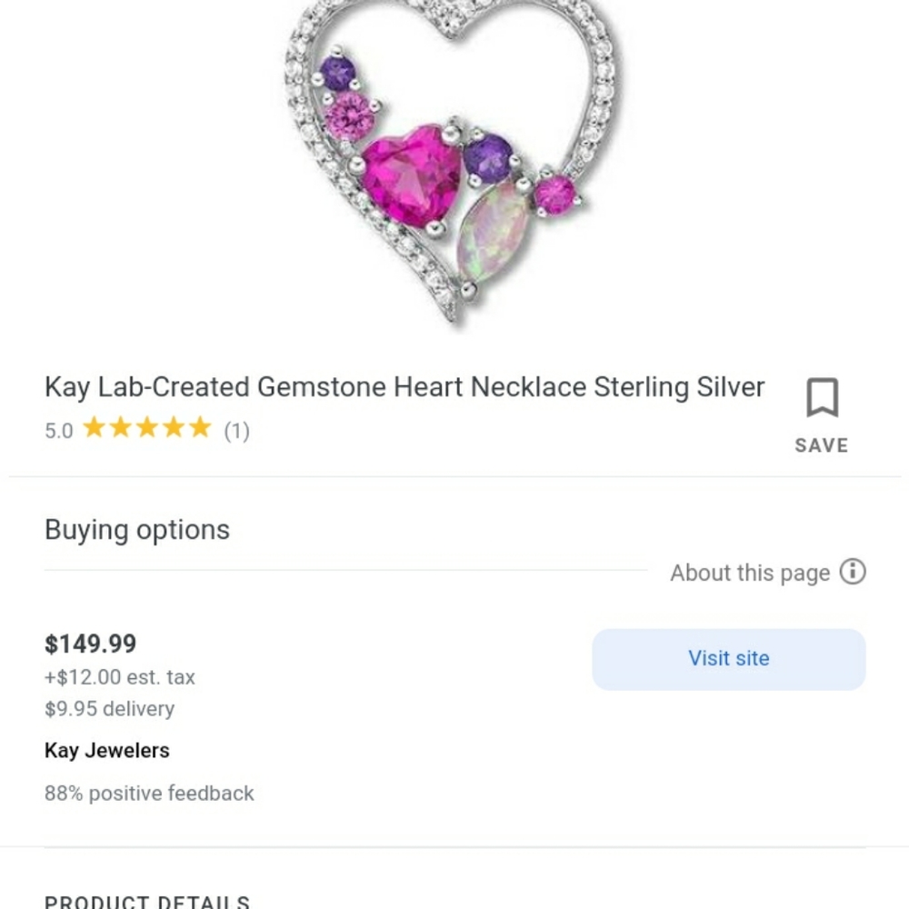 Kay opal heart necklace